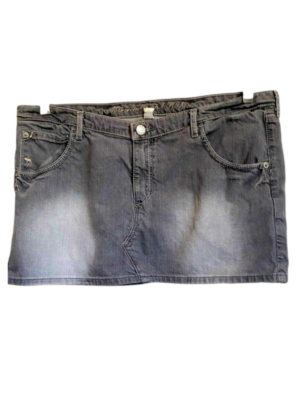 Abercrombie & Fitch Y2K Charcoal Distressed Black 5 Pocket Mini Jean Skirt Denim